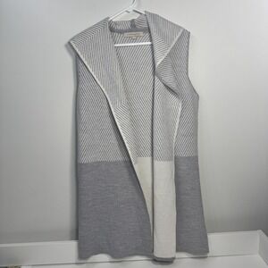Lineamaglia Wool Blend Hooded Cardigan Sweater Vest Gray Large Soft Italy Lounge